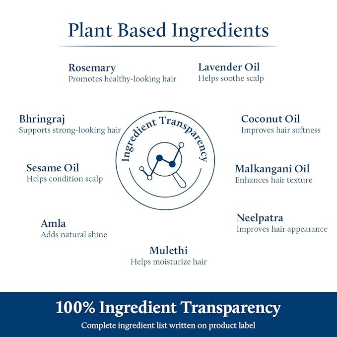 Blue Nectar Rosemary and Bhringraj Ayurvedic Scalp Oil for Hair Growth with Amla, 3.38 Fl Oz