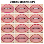 evpct 12Pcs Matte Waterproof Lip Liner Crayon Pencils Set Packs for Shaping & Sculpting Lips, Nude Pink Chestnut Maroon Dark Taupe Brown Plum Purple Deep Red Creamy Lipstick and Lip Liner Set