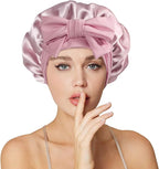 Silk Bonnet for Women 100% Mulberry Silk Sleep Cap 22 Momme Double Layer Hair Wrap for Curly Short Long Hair