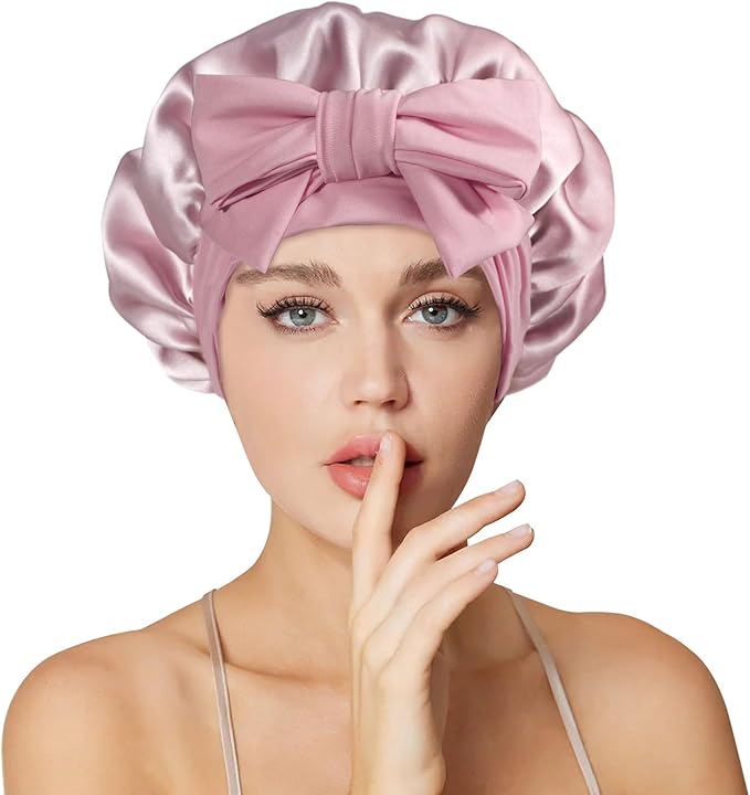 Silk Bonnet for Women 100% Mulberry Silk Sleep Cap 22 Momme Double Layer Hair Wrap for Curly Short Long Hair