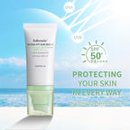 2PCS Centella Sunscreen SPF 50,Face Sun Screen Long-Lasting Protection,Madagascar Sunscreen,NO White Cast - Dry Oily Skincare,Moisturizing Non-Sticky Centella Water-Fit Sun Serum for All Skin. (Green)