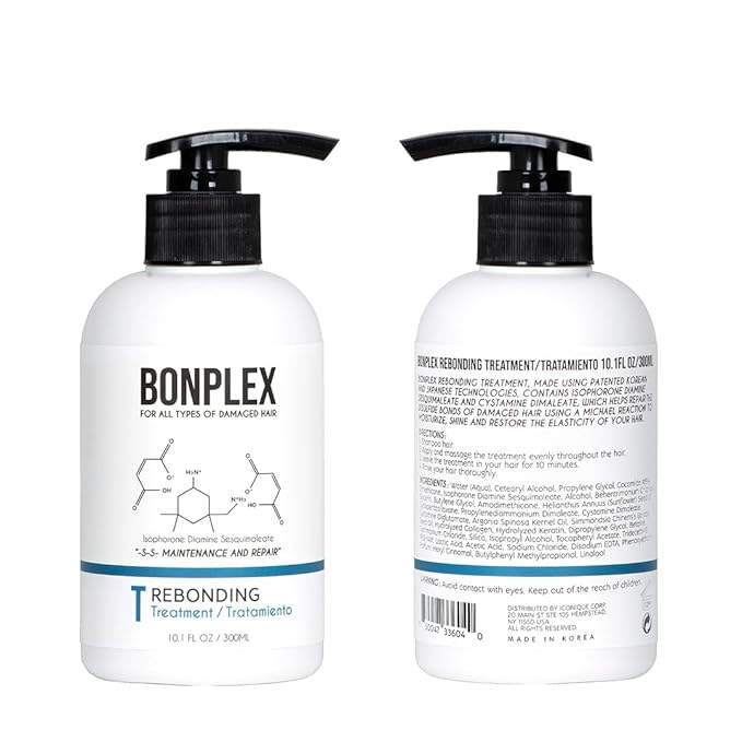Perfect Bonding Concentrate for Damaged Hair - Bond Strengthening and Color Longevity Treatment for All Hair Types - Bonplex Rebonding Shampoo & Treatment Duo (10.1oz)