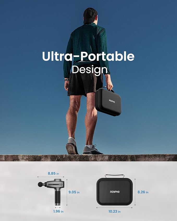 RENPHO Massage Gun Deep Tissue, Percussion Muscle Massage Gun for Athletes Men Women, Valentine's Day Gifts, Electric Handheld Massager Gun for Pain Relief Relax 6 Massage Head, Gray