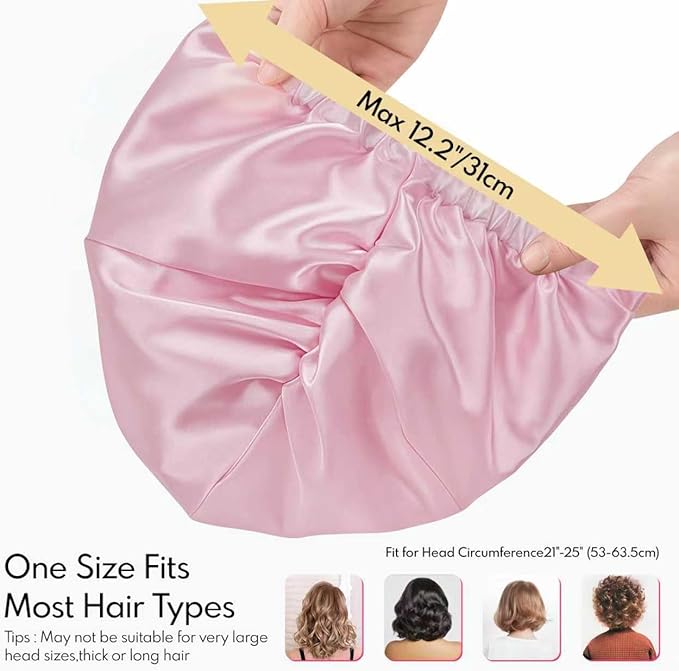 MISF 22 Momme 100% Real Mulberry Silk Bonnet For Sleeping Women, Double Layer Pure Silk Bonnet with Adjustable Elastic Band