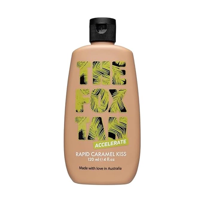 The Fox Tan Rapid Caramel Kiss, Natural Tanning Accelerator For Deeper & Darker Tans, Delivers an Instant Tint & Glow, Vegan & Cruelty Free, 120 mL