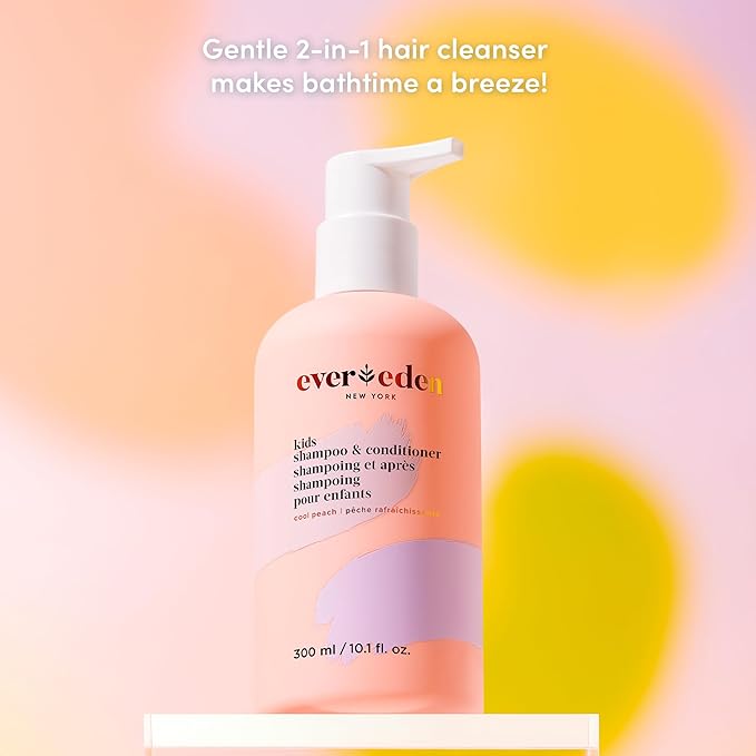 Evereden Kids Shampoo and Conditioner 2-in-1: Cool Peach, 8.5 fl oz. | Clean, Vegan, & Gentle Care for Kids | Toddler Shampoo and Conditioner for Healthy Scalp & Hair | Age 4+