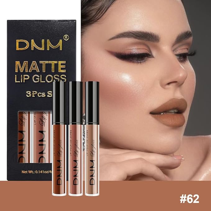 evpct 3Pcs Chocolate Red Brown Nude Matte Liquid Lipstick Lip Stain Sets for Women, Matte Lipstick Long Lasting Waterproof Permanent 24 Hours original, Magic Lip Sticks Pack for Halloween Daily Makeup