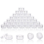 3 Gram Sample Containers With Lids, 50 Count Clear Jars, Empty Lip Balm, Mini Cosmetic With Labels, Makeup Travel, Mini Disposable Spatulas