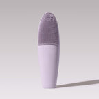 LOLLIPOP Dual-Sided Facial Cleansing Brush | Handle Size Silicone Face Exfoliator and Soft Fiber Cleanser | Manual Face Scrubber for Pores, Makeup Removal, Blackhead and Skincare Routine, Plum