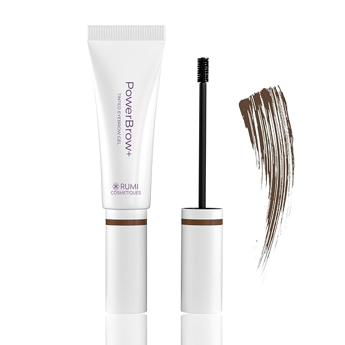 Rumi Cosmetiques PowerBrow+ Tinted Eyebrow Gel For Mature Women - Defines, Fills, Thickens Brows - 2-in-1 Formula - Natural Color, Quick Fixing, Long-Lasting - Hypoallergenic