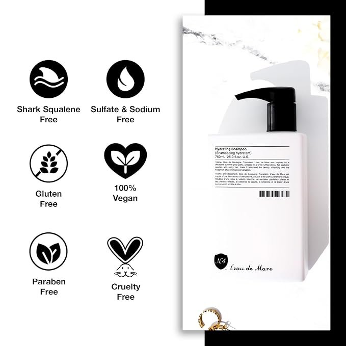 Number 4 Hydrating Shampoo, Shampoo for Women and Men. Sulfate, Gluten, & Paraben Free. Moisturizing & Color Protecting, 25 oz