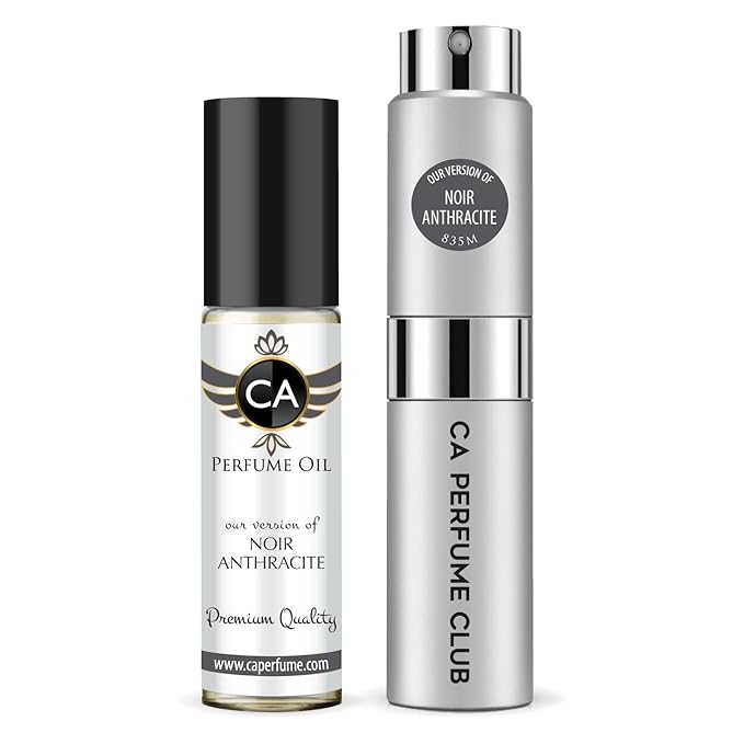CA Perfume Duo Impression of Noir Anthraci̇te For Men Perfume Layering Set Mens Cologne Long Lasting Travel Size EDP + Body Oil Roll-On Bottle 0.27 Fl Oz+0.33 Fl Oz