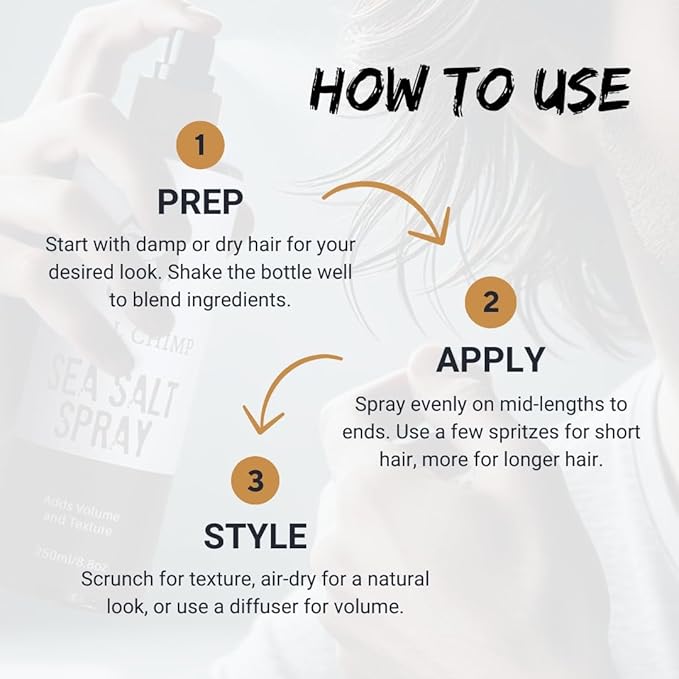 Tribal Chimp Sea Salt Spray for Men 250ml – Sea Salt Hair Spray for Volumizing, Thickening & Texturizing Hair of All Types – Strong Extra Hold, Natural, Non-Toxic & Alcohol Free Hairspray