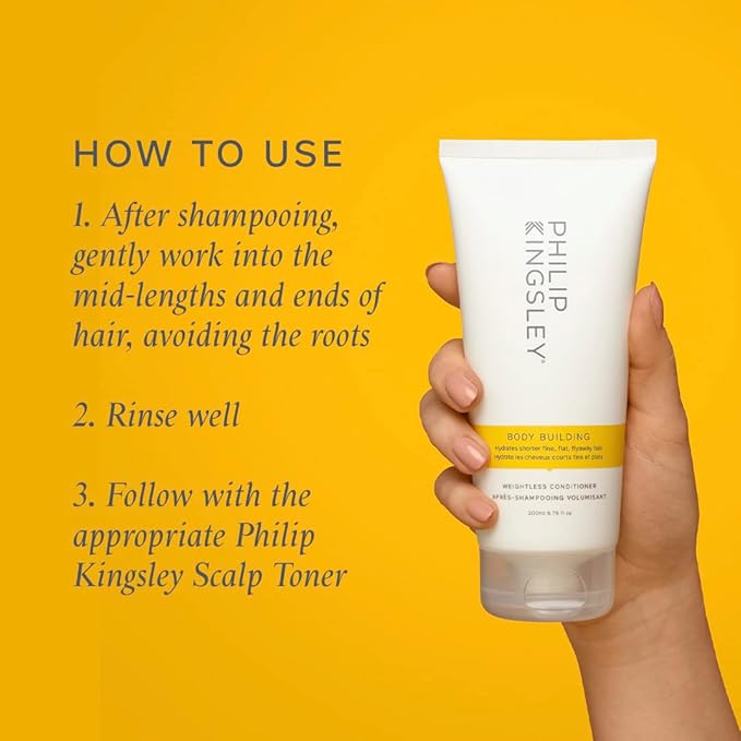 PHILIP KINGSLEY | Body Building Weightless Conditioner | Volumizing Conditioner for Fine, Limp, Flat, Flyaway Short Hair | Hydrates, Thickens, Lifts and Adds Volume and Shine | 6.76oz