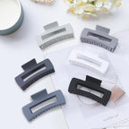 4 Inch Big Hair Claw Clips 6 Pcs Large Claw for Thick Hair Square Hair Clips for Women Rectangle Hair Clips Nonslip Acrylic Banana Jaw Clips Hair Accessories for Girls (Grey)