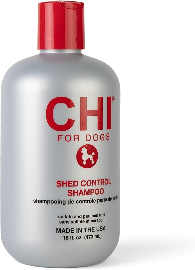 CHI for Dogs Shed Control Shampoo - Anti-Shedding Dog Wash for Excess Fur and Loose Hair - Gentle Formula for All Coat Types - Sulfate and Paraben Free - pH Balanced - Made in USA, 16 Fl Oz