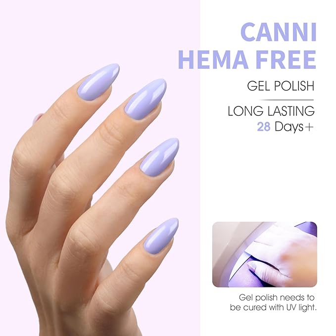 CANNI 6Pcs 9ml Hema-Free Gel Nail Polish Set- Green Blue Purple Pink Milky White Colors Gel Polish Kit, Soak Off LED Nail Gel Manicure Kit DIY at Home Salon Gifts for Women Girls