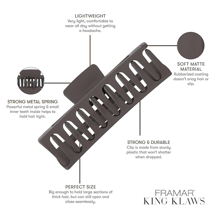 FRAMAR Extra Large Claw Clips For Thick Hair – Hair Claws Pack, Large Hair Clips For Thick Hair, Claw Clip Pack, Hairclips, Hairclips. For Women, Ganchos Para El Cabello – Non Slip Matte Finish