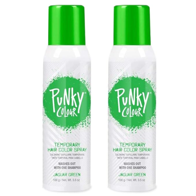 Punky Temporary Hair Color Spray – Jaguar Green, Instant Vivid Temporary Hair Dye for Women, Wash Out, Hair-Color Spray, 3.5 oz, 2 Pack