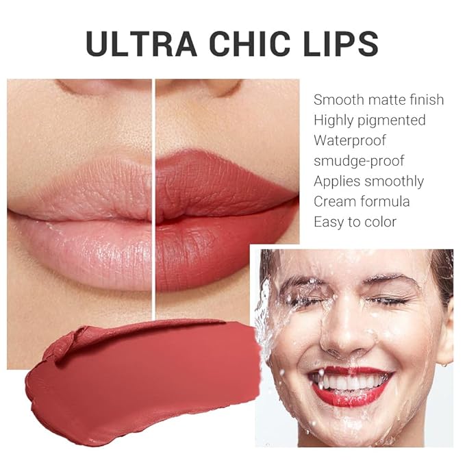 Rose Red Lip Stick,Matte Cream Lipstick Set for Women,Long Lasting Waterproof Smudge Proof Velvet lipsticks Crayon,Lip Makeup Kit Travel Size,Vegan & Cruelty-free (Pack of 1)