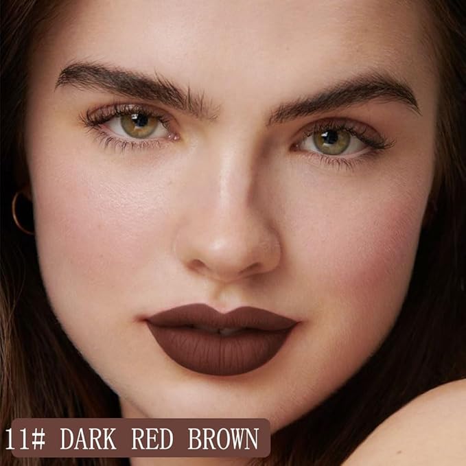 Longwear Liquid Lip Liner Stain Marker Pen Long Lasting Waterproof, Dark Red Brown Lips Marker Stain Matte Semi Permanent 24 Hour Lip Liner and Lipstick Combo, Color Stay Lipliner Stains peel off 11
