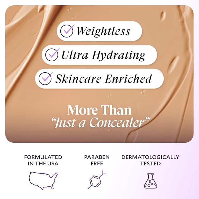 Fièra Luxury Concealer & Foundation with Anti-Aging Ingredients - Full Coverage for Dark Circles, Wrinkles, Fine Lines, and Spots, All-Day Wear For Mature Skin - Caramel, 0.5 FL. OZ. / 15 ML