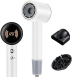 Hair Dryer,Travel Hair Dryer with Diffuser,110000 RPM High Speed Ionic Blow Dryer,Temperature Display,Low Noise&Lightweight Blow Dryer,Fast-Drying,No Heat Damage,Suitable for All Hairstyles(White)