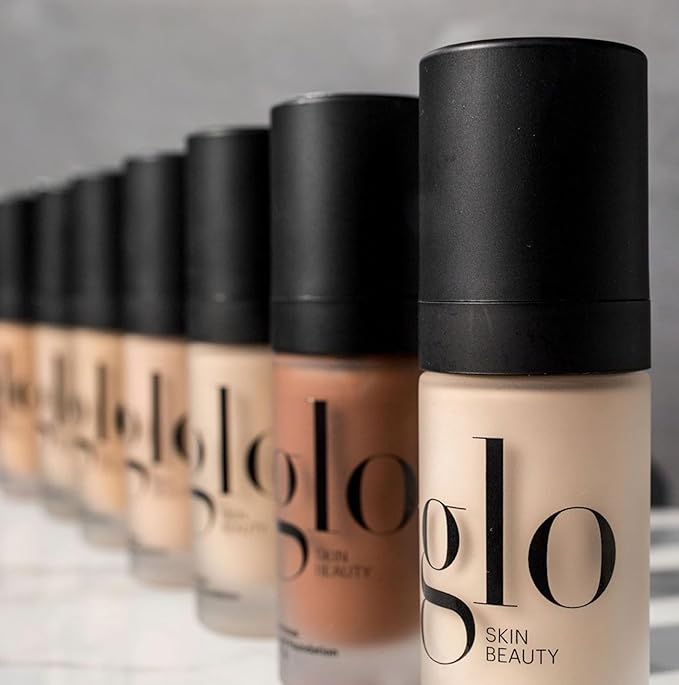 Glo Skin Beauty Luminous Liquid Mineral Foundation Makeup with SPF 18 (Tahini) - Improves Uneven Skin Tone, Smooths & Corrects Imperfections, Sheer to Medium Coverage, Dewy Finish