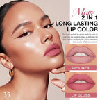 Kaely 2-in-1 Matte Lipstick and Lip Liner, Liquid Lip Stain Makeup for women Long Lasting Waterproof Smudge Proof, labiales matte mate larga duracion listip 24 hours originales, 35 Mauve Pink
