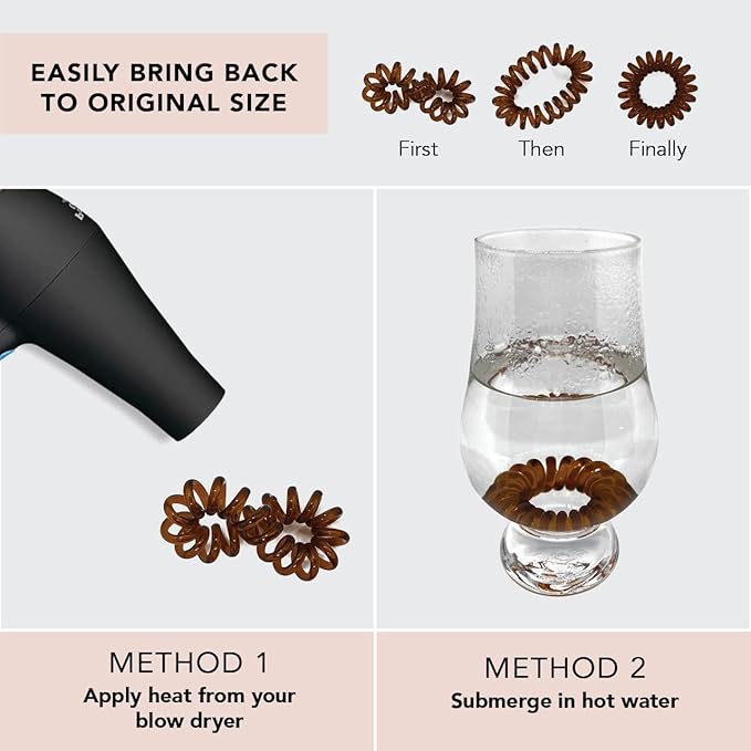 Kitsch Spiral Hair Ties for Women - Creaseless and Dent-free Coil Hair Ties No Damage, Phone Cord Coils | Made of Flexible and Durable Plastic | Ideal Gifts for Women - 4pcs (Brunette)