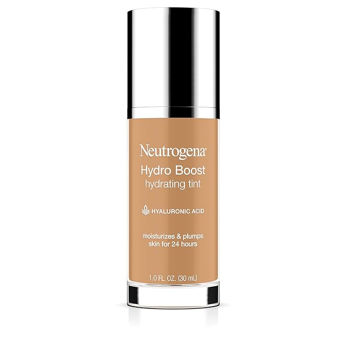 Neutrogena Hydro Boost Hydrating Tint Foundation Makeup for Dry Skin, with Hyaluronic Acid, Lightweight Oil-Free Water Gel, Non-Comedogenic, 85 Honey Color 1.0 fl. oz