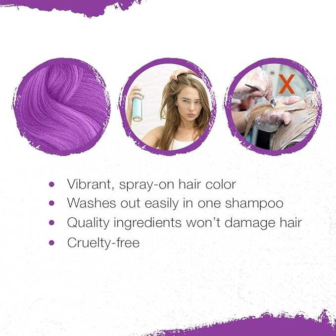 Punky Temporary Hair Color Spray – Panther Purple, Instant Vivid Temporary Hair Dye for Kids & Women, Wash Out, Hair-Color Spray, 3.5 oz, 2 Pack