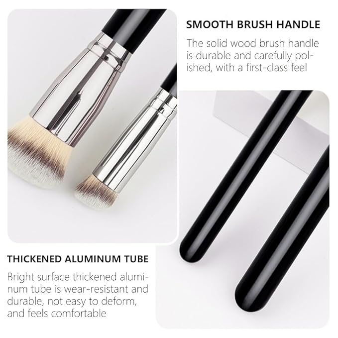 2Pcs Concealer Brush Set, Dense Mini Angled Kabuki Makeup Brush for Blending Under Eye Concealer, Detailed Nose Contour Setting Powder, Foundation & Eyeshadow, 270+370