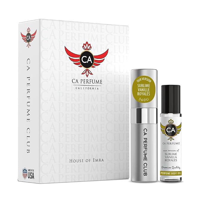 CA Perfume Duo Impression of Sublime Vanille Royales For Women And Men Perfume Layering Set Long Lasting Travel Size EDP + Body Oil Roll-On Bottle 0.27 Fl Oz+0.33 Fl Oz