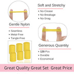 LuSeren 120 Pcs Yellow Hair Ties for Women, No Damage Soft Seamless Nylon Hair Elastics for Thick Hair, Ponytail Holders, Solid Yellow Hair Accessories