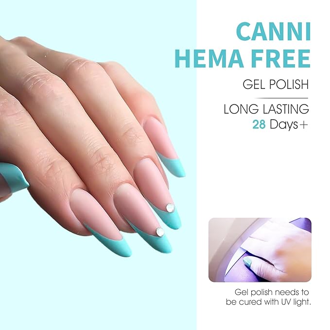 CANNI 9ml Hema-Free Gel Nail Polish Set- 6Pcs White Blue Orange Yellow Colors Gel Polish Kit, Soak Off LED Nail Gel Manicure Kit DIY at Home Salon Gifts for Women Girls