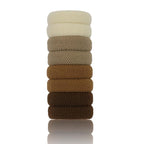 VI-FA No Damage Seamless Hair Ties for Thick Hair Soft Pony Holders Elastics Hair Bands for Heavy, Curly Hair Scrunchies for Women and Girls 8pcs(Brown)