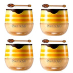 4 PCS Bee Lip Balm Honey Pot,Propolis Lip Mask Moisturizing Moisture Nourishing Dry & Chapped,Care and Reduces Lines, Exfoliating (Honey)