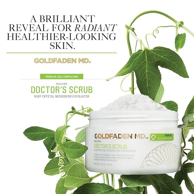 Goldfaden MD Doctors Scrub – Ruby Crystal Microderm Exfoliator – Daily Face Polish with Hyaluronic Acid & Seaweed Extract – Brightens, Smooths Texture & Reduces Appearance of Pores – 3.5 fl oz