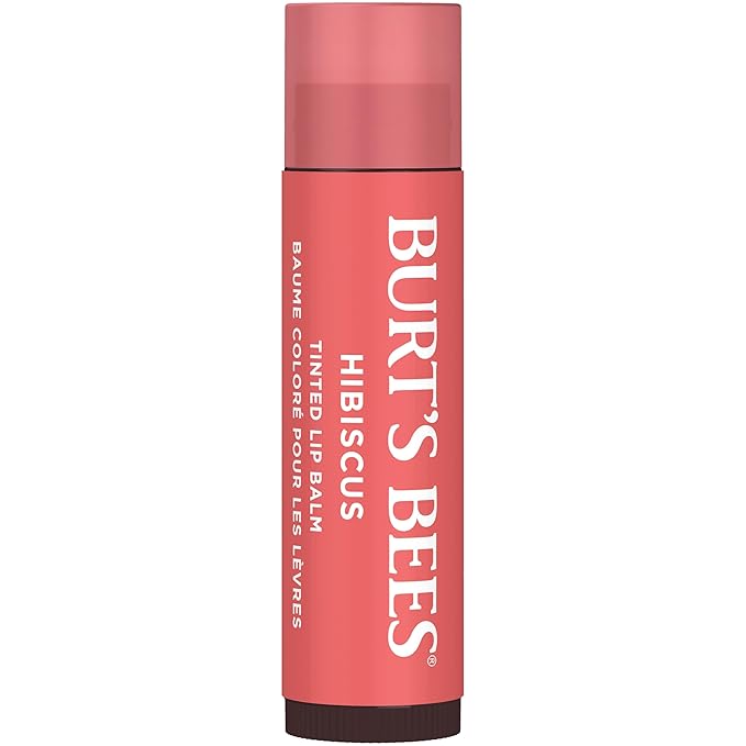 Burt's Bees Lip Tint Balm with Long Lasting 2 in 1 Duo Tinted Balm Formula, Color Infused with Deeply Hydrating Shea Butter for a Natural Looking Buildable Finish, Soft Hibiscus (2-Pack)