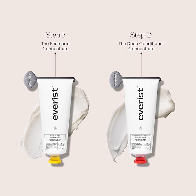 Everist The Haircare Meets Skincare Set, Includes Shampoo & Deep Conditioner Concentrates, Strengthens & Repairs Hair, Hydrates & Soothes Scalp, Plant-Based & Color-Safe, 3.4 fl oz Each