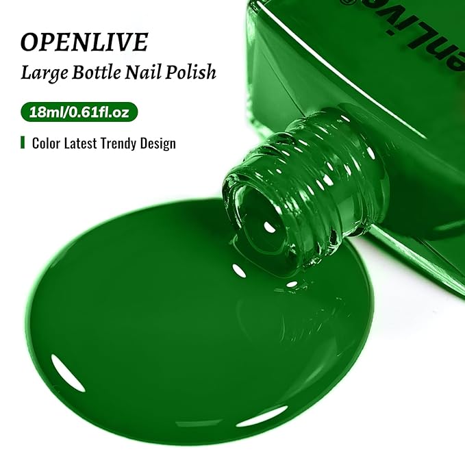 18ml Dark Green Nail Polish Large Volume Quick Dry Nail Polish, Long Lasting Shine, Fingernail Toenail Nail Art DIY Home Travel Nail Art Gift