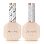 MelodySusie Top Coat Base Coat No Wipe Glossy Set Long Lasting Shine Finish Soak Off UV LED Nail Lamp Nail Polish Art Design Manicure Kit Perfect Gifts for Women Girls 2 Pcs 15ml Clear