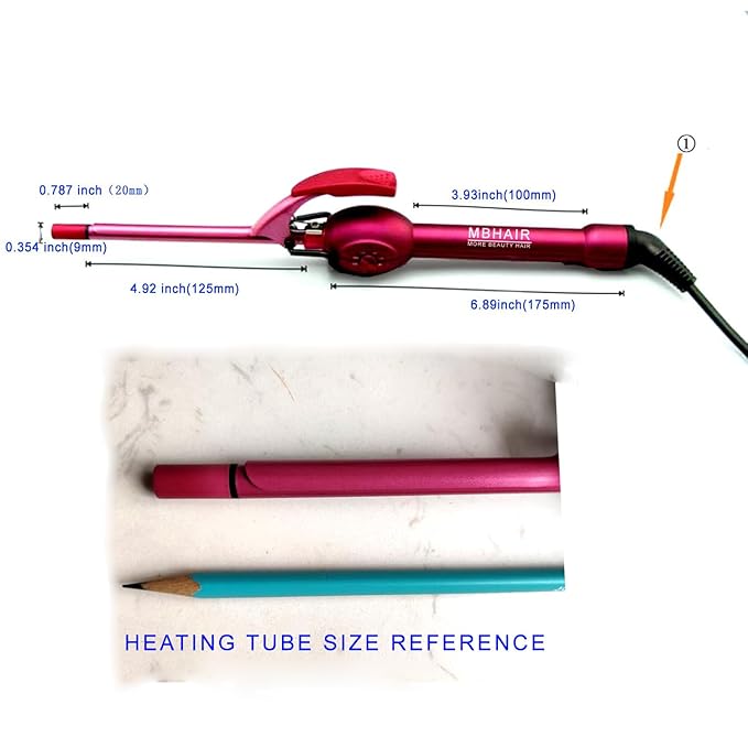 MBHAIR 9mm Thin Curling Wand Hair Curler, 3/8 Small Barrel Skinny Hair Curling Iron Wand Professional Super Tourmaline Ceramic Barrel Small Tongs for Short and Long Hair