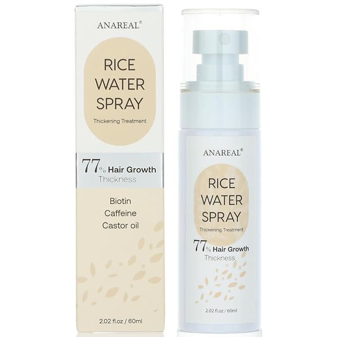 Hair Growth Oil Spray: Fermented Rice Water with Biotin & Castor Oil for Daily Hair Thickening & Scalp Nourishment - Natural Non-greasy 2oz