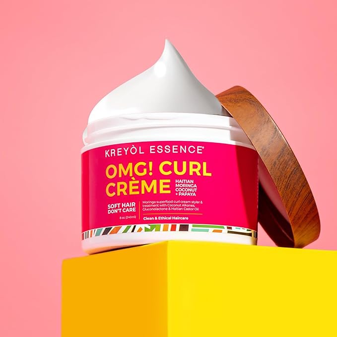 Kreyol Essence - 8 Oz Moringa Styling OMG CURL CRÈME for Soft Curls, Healthy Glowing Hair, Haitian Moringa Coconut Papaya, Hair Care