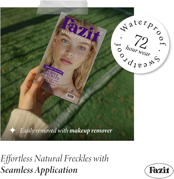 Fazit Makeup Patches - Purple Speckles - Glow Up Make-Up Patches - Cute Glitter Makeup Accessories for Women - Cosmetic Glitter for Face