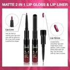 1Pcs 2 in 1 Hot Mauve Matte Lip Liner and Liquid Lipstick Stain Makeup Set for women, Hot Mauve Long Lasting Smudge Proof Lip Tint Matte Finish Lip Gloss for All-Day Color Hold Easy to Use 63#