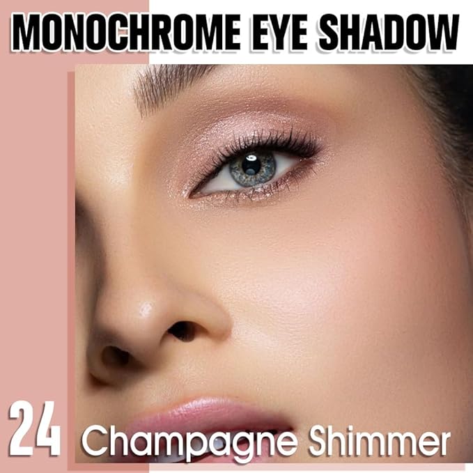 Champagne Shimmer Single Eyeshadow Makeup, Neutral Powde Eye Shadow for Women, Rose Gold Sheer Glitter Singles Eyeshadow Palette Pigmented Waterproof, sombras para ojos, Girls Christmas Gifts