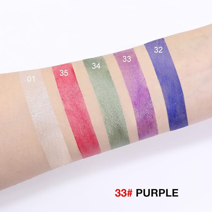 evpct Purple Shimmer Cream Eye Shadow Brightener Sticks Set for Eyes, Purple Shimmery Pencil Eye shadow Applicator Stick Pen Palette Makeup Waterproof sombras en crema para ojos 33#